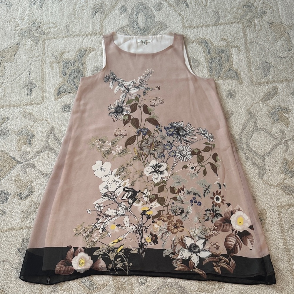 Max Studio Cream/pink/black Sleeveless Dress sheer with underlay